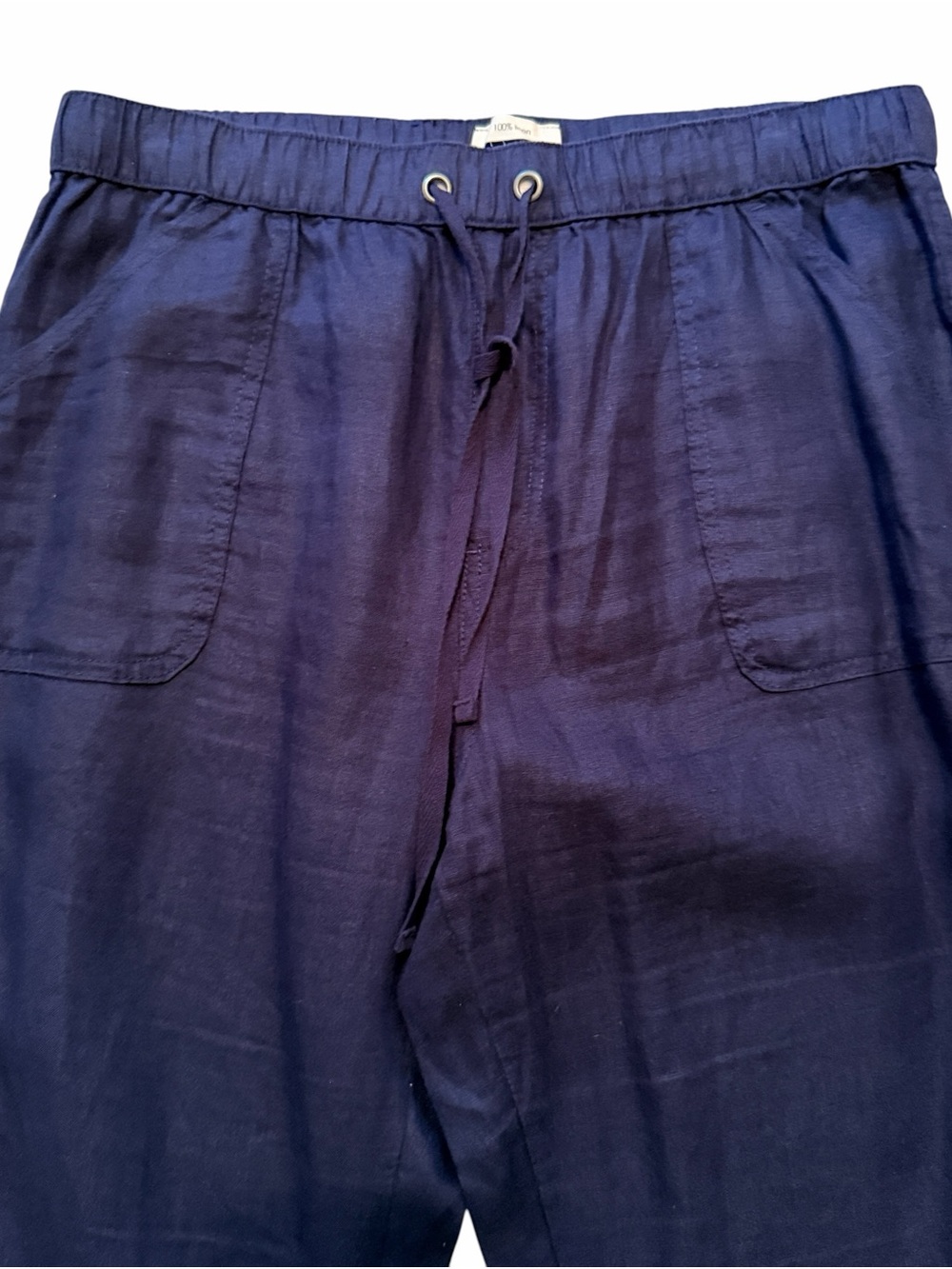 C&C California Navy Blue Linen Drawstring Jogger Pant L - Picture 2 of 8